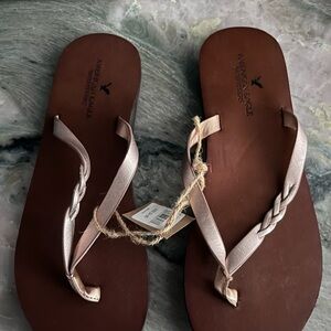 American Eagle Outfitters Braided Rose Gold Sandals 8